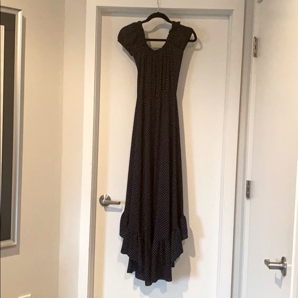 AQUA Navy/White Polka Dot High/Low Dress - Picture 5 of 5